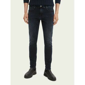 SCOTCH & SODA  BLUE BLACK SKIM SKINNY FIT COTTON ROCKY MEN JEANS SIZE: 29/34